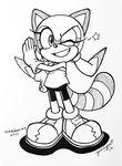  2017 anthro archie_comics chibi-jen-hen clothed clothing female mammal marine_the_raccoon procyonid raccoon simple_background sketch solo sonic_(series) white_background 