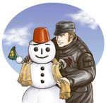  artist_request brown_hair bucket fyodor_patorichev ginga_eiyuu_densetsu hat jacket scarf snowman tagme 