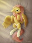  2017 blush clothing equine feathered_wings feathers female feral fluttershy_(mlp) friendship_is_magic fur hair hi_res hooves horse krrrokozjabrra long_hair looking_at_viewer mammal my_little_pony navel pegasus pink_hair pony smile solo underwear wings 
