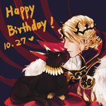  1boy blonde_hair cape cat cat_tail closed_eyes crown dated fire_emblem fire_emblem_if fur_trim happy_birthday heart highres jewelry male_focus marks_(fire_emblem_if) necklace red_eyes solo som_(15131420513) tail 