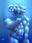 anthro bulge caprine clothing duo feline horn male male/male mammal muscular muscular_male neph panther shirt_up smile standing tight_clothing underwear 