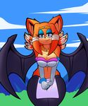  bat big_breasts big_thighs blue_eyes breasts dragon_ball dragon_ball_z dreamcastzx1 ear_piercing echidna female fusion hybrid jewelry mammal monotreme piercing potara rouge_the_bat sonic_(series) thick_thighs tikal_the_echidna voluptuous wide_hips wings 