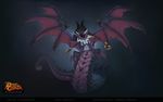  3d_(artwork) battle_chasers breasts demon digital_media_(artwork) female glowing glowing_eyes official_art reptile scalie snake solo wings 