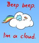  blue_feathers blue_fur cloud cloudscape cute english_text equine feathered_wings feathers female flying friendship_is_magic fur hair mammal mr-1 multicolored_hair multicolored_tail my_little_pony outside pegasus rainbow_dash_(mlp) rainbow_hair rainbow_tail sky solo text wings 