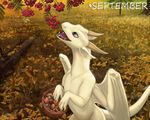  2017 claws day detailed_background digital_media_(artwork) dragon female feral grass horn kodardragon membranous_wings outside purple_eyes purple_tongue smile solo wings 