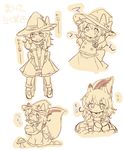  :o acorn animal_ears commentary d: hat highres kirisame_marisa kototoki long_hair messy_hair monochrome mushroom open_mouth sitting sketch skirt skirt_set solo squiggle squirrel_ears squirrel_tail tail touhou translated v-shaped_eyebrows vest witch_hat 