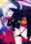  :d animal_ears bandaged_arm bandages bare_tree belt black_belt black_cape black_gloves black_panties black_shirt cape cat_ears cloud cloudy_sky commentary_request cowboy_shot dagger demon_wings facial_scar fang fate/apocrypha fate_(series) fingerless_gloves full_moon gloves green_eyes groin halloween halloween_costume heart_(organ) highres holding holding_dagger holding_weapon jack-o'-lantern jack_the_ripper_(fate/apocrypha) looking_at_viewer lowleg lowleg_panties moon navel night open_mouth otogi_kyouka outdoors panties reverse_grip scar scar_across_eye scar_on_cheek shirt short_hair silver_hair single_glove sky sleeveless sleeveless_shirt smile solo torn_cape tree underwear v-shaped_eyebrows weapon white_hair wings 