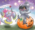  ambiguous_gender balls blush dialogue duo english_text food fruit halloween handjob holidays hoopa legendary_pok&eacute;mon male male/ambiguous marshadow nintendo penis pok&eacute;mon pok&eacute;mon_(species) precum pumpkin risenpaw sex signature text video_games 