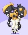  anthro big_breasts bikini bikini_bottom breasts clothing female huge_breasts limebreaker looking_at_viewer mega_evolution mega_mawile nintendo nipple_tape pasties pok&eacute;mon pok&eacute;mon_(species) smile solo standing swimsuit tape video_games voluptuous wide_hips 