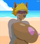  2017 animated anthro big_breasts breasts canine digital_media_(artwork) evov1 female looking_at_viewer mammal nipples solo 