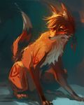  ambiguous_gender canine deadro digital_media_(artwork) feral fox fur mammal orange_eyes orange_fur paws sitting solo 