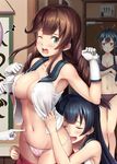  agano_(kantai_collection) areola_slip areolae arm_up armpits belly_poke black_bra black_hair black_panties bra braid breast_poke breasts brown_hair cleavage closed_eyes collarbone elbow_gloves embarrassed eyebrows_visible_through_hair female_pervert gloves green_eyes head_on_butt highres ichikawa_feesu indoors kantai_collection large_breasts long_hair looking_at_viewer multiple_girls navel no_bra noshiro_(kantai_collection) one_eye_closed open_mouth out_of_frame panties partially_undressed pervert pink_hair pink_panties pleated_skirt poking polka_dot ponytail ribbon_panties sailor_collar sakawa_(kantai_collection) saliva see-through sexual_harassment short_hair sideboob sidelocks skirt skirt_pull standing stomach twin_braids unamused unbuttoned unbuttoned_shirt underwear very_long_hair white_gloves yahagi_(kantai_collection) yuri 