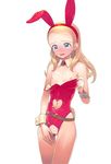  :d animal_ears anlucea bangs_pinned_back bar_censor bare_arms bare_legs bare_shoulders belt blonde_hair blue_eyes blush censored collarbone cowboy_shot crotchless_clothes double_bun dragon_quest dragon_quest_x fake_animal_ears flat_chest forehead full-face_blush hairband heart_cutout highres leotard long_hair looking_at_viewer mole mole_under_mouth navel navel_cutout nipples open_mouth pink_hairband pink_leotard ponytail pussy smile solo standing strapless strapless_leotard supurai sweat tareme thigh_gap wrist_cuffs 