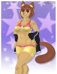  anthro bra breasts cat clothed clothing feline female gameoverse hair kit_(gameoverse) mammal navel shorts skydog solo sports_bra sweater underwear 