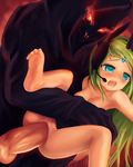  1boy 1girl age_difference barefoot blonde_hair blush breasts feet hairless_pussy hetero monster monster_girl penis pussy restrained sex small_breasts toes vaginal 