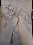  101 black_and_white butt dock earth_pony equine female graymane_(oc) hair hooves horse looking_at_viewer looking_back mammal messy_hair monochrome my_little_pony open_mouth pencil_(artwork) pony raised_tail rear_view solo tongue tongue_out traditional_media_(artwork) underhoof 