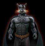  anthro batman batman_(series) belt black_background canine cape cheek_tuft clothed clothing cosplay detailed f&uuml;chschen fox front_view fully_clothed fur gloves klimiont looking_at_viewer male mammal mask orange_fur portrait simple_background solo standing three-quarter_portrait tuft white_fur 