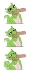  2018 ambiguous_gender anthro argonian blush breasts comic curls-her-tail digital_media_(artwork) disembodied_hand duo eyelashes eyes_closed female green_skin happy hi_res holding_head horn human interspecies mammal nipples non-mammal_breasts pink_eyes pink_nipples scalie simple_background skinny sleeping sorcerushorserus teeth the_elder_scrolls tired video_games white_background wide_eyed 