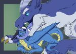  2017 blue_eyes blue_fur caeruleus claws comic dragon duo eating eskaria145 feral fluffy food forced fur furred_dragon hi_res horn hungry licking lothar male multicolored_fur open_mouth oral_vore scalie size_difference slurping swallowing teeth tongue tongue_out vore white_fur 