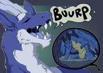  2017 belly blue_fur burping caeruleus comic digestion dragon duo eating english_text eskaria145 feral fluffy food forced fur furred_dragon hi_res horn hungry internal lothar male multicolored_fur open_mouth oral_vore scalie size_difference stomach teeth text tongue tongue_out vore wet white_fur 