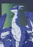  2017 blue_fur bulge caeruleus comic dragon eating eskaria145 feral fluffy food forced fur furred_dragon hi_res horn hungry lothar male multicolored_fur oral_vore scalie size_difference swallowing text throat vore white_fur 