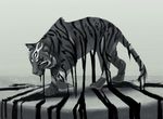  ambiguous_gender digital_media_(artwork) feline feral fur greyscale jademere mammal monochrome paws simple_background solo standing tiger 