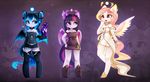  2017 anthro blue_eyes blue_fur clothed clothing digital_media_(artwork) equine feathered_wings feathers female friendship_is_magic fur group hair hooves magnaluna mammal membranous_wings my_little_pony pegasus pink_eyes pink_feathers pink_hair princess_celestia_(mlp) princess_luna_(mlp) purple_eyes purple_feathers purple_fur purple_hair smile twilight_sparkle_(mlp) white_feathers white_fur wings 