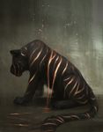  ambiguous_gender digital_media_(artwork) feline feral fur jademere mammal simple_background sitting solo striped_fur stripes tiger 