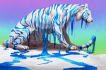 2017 ambiguous_gender black_nose blue_stripes digital_media_(artwork) feline feral fur jademere mammal paws sitting solo striped_fur stripes tiger whiskers white_fur 