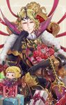  armor blonde_hair fire_emblem fire_emblem_if flower gloves hairband kaboplus_ko male_focus marks_(fire_emblem_if) red_eyes short_hair siegfried_(sword) smile weapon 