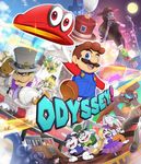  blue_eyes bowser breasts bridal_veil cappy_(mario) city cover day dress facial_hair formal gloves gonzarez highres long_hair mario mario_(series) mustache night pauline_(mario) princess_peach sky suit super_mario_bros. super_mario_odyssey tiara veil wedding_dress white_dress white_gloves 