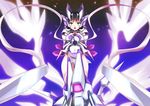  3104bnb ass_visible_through_thighs black_hair commentary_request covered_navel green_eyes headgear highres kohinata_miku leotard open_mouth senki_zesshou_symphogear senki_zesshou_symphogear_xd_unlimited sky solo star_(sky) starry_sky thigh_gap x-drive_(symphogear) 