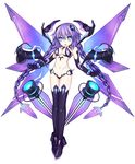  :o absurdres blue_eyes boots braid breasts cleavage elbow_gloves full_body gloves highres long_hair medium_breasts navel nepnep_connect:_chaos_chanpuru nepsuka_(hachisuka) neptune_(series) power_symbol purple_hair purple_heart purple_heart_(chaos_form) simple_background solo symbol-shaped_pupils thigh_boots thighhighs twin_braids twintails very_long_hair white_background wings 