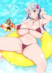  areola_slip areolae artist_name bangs bare_shoulders bikini breasts cameltoe cleavage collarbone covered_nipples crotch dessert flower food hair_flower hair_ornament hairband hand_in_hair huge_breasts ice_cream idolmaster idolmaster_(classic) innertube jabara_tornado jewelry long_hair looking_at_viewer micro_bikini mouth_hold navel necklace pool purple_bikini purple_eyes shijou_takane silver_hair skindentation smile solo sparkle stomach swimsuit thighs wavy_hair yellow_innertube 