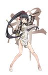  :d black_hair blue_eyes china_dress chinese_clothes dress full_body hair_ornament highres josie_rosebud long_hair looking_at_viewer makaria mole mole_under_eye official_art open_mouth ponytail princess_principal princess_principal_game_of_mission smile solo standing transparent_background very_long_hair weapon white_footwear 