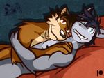  2017 anthro cuddling digital_media_(artwork) duo fish fur hair looking_at_viewer lying male male/male mammal marine mustelid nipples nude otter romantic_couple shark simple_background smile ventkazemaru whiskers 