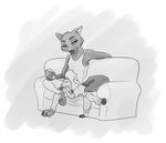  betty_(weaver) canine clothed clothing cute digital_media_(artwork) disney fan_character female fully_clothed fur larger_anthro larger_female male mammal numbro pack_street predator/prey remmy_cormo sitting size_difference sleeping smaller_anthro smaller_male wolf zootopia 