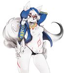  2017 alternate_version_available amaterasu anthro black_eyes breasts canine capcom chest_tuft claws clothed clothing deity edit female fur g-birkin hoodie inner_ear_fluff jewelry looking_up mammal navel necklace nipples panties simple_background slugbox solo standing topless tuft underwear video_games white_background white_fur wolf ōkami 