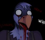  ambiguous_gender anthro avian bald_eagle beak bird black_background blood death eagle english_text eye_roll eyebrow_piercing facial_piercing hladilnik nightmare_fuel offscreen_character open_mouth piercing simple_background solo sound_effects text 