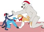  -mike- all_fours anal bear boozledoof canine christmas doggystyle from_behind_position hat high_five holidays leaking male male/male mammal mustelid orion_eisbaer otter otter-casey partner_swap polar_bear precum santa_hat sex size_difference sompor 