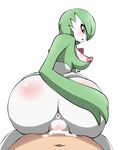  1boy 1girl :o anus ass blush breasts cum cum_in_pussy from_behind gardevoir girl_on_top huge_ass looking_back monster monster_girl nipples penis pokemon pokemon_(creature) pov pussy sex white_skin 