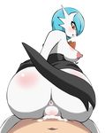  1boy 1girl :o anus ass blush breasts cum cum_in_pussy from_behind gardevoir girl_on_top huge_ass looking_back mega_gardevoir monster monster_girl nipples penis pokemon pokemon_(creature) pov pussy sex white_skin 