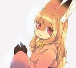  animal_ear_fluff animal_ears arm_up azuki_akizuki bell blonde_hair borrowed_character fox_ears from_side furry furugitsune hair_ornament japanese_clothes jingle_bell kimono long_hair looking_back open_mouth original red_eyes solo upper_body 