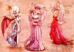  amy_rose anthro bat blaze_the_cat bracelet breasts cat cleavage clothed clothing dress eyeshadow feline female fur green_eyes hedgehog jewelry makeup mammal necklace pink_fur purple_fur rouge_the_bat shadisfaction sonic_(series) white_fur wings yellow_eyes 