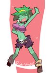  1girl character_name eyes_closed female green_hair green_skin midriff navel open_mouth rottytops shantae_(series) solo stitches tomatojam zombie 