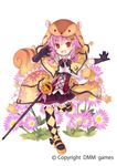  :d acorn_bag animal_ears animal_hood argyle argyle_legwear arm_up bag bangs black_bow black_gloves blush bow capelet collared_shirt commentary_request daisy daisy_(flower_knight_girl) eyebrows_visible_through_hair fang floral_print flower flower_knight_girl full_body gloves hair_between_eyes hair_flaps hair_ornament hair_tie halloween heart hood hood_up hooded_capelet jack-o'-lantern jack-o'-lantern_hair_ornament jacket kurasuke long_hair looking_at_viewer low_twintails object_namesake official_art open_clothes open_jacket open_mouth orange_footwear orange_jacket outstretched_arm pantyhose pink_hair pleated_skirt print_jacket purple_skirt red_eyes shirt shoes shoulder_bag simple_background skirt smile solo squirrel_ears squirrel_girl squirrel_hood squirrel_tail standing standing_on_one_leg star sword tail twintails underbust weapon white_background white_shirt 