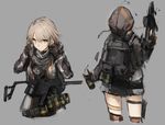  alternate_costume explosive girls_frontline gloves grenade gun hood hooded_jacket jacket kriss_vector looking_at_viewer object_namesake short_hair silver_hair submachine_gun tom_clancy's_the_division trigger_discipline unitsu vector_(girls_frontline) weapon yellow_eyes 