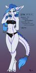  2017 android anthro blue_fur blue_hair breasts chest_tuft claws clothing cybernetics cyborg digitigrade english_text eyelashes female fluff-kevlar fur hair looking_at_viewer machine mammal navel open_mouth paws robot simple_background solo standing tail_ring text tuft underwear unknown_species white_fur zeta_(fluff-kevlar) 