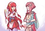  blush cape cosplay costume_switch crossover fins fire_emblem fire_emblem_if fish_girl flying_sweatdrops gloves hair_ornament hairband japanese_clothes jewelry long_hair mipha mipha_(cosplay) monster_girl multicolored multicolored_skin multiple_girls no_eyebrows pink_hair red_eyes red_hair red_skin sakura_(fire_emblem_if) sakura_(fire_emblem_if)_(cosplay) short_hair smile super_smash_bros. sweatdrop the_legend_of_zelda the_legend_of_zelda:_breath_of_the_wild yellow_eyes zora 