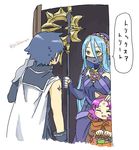  aqua_(fire_emblem_if) axe blue_hair blush cape dress fa facial_mark fire_emblem fire_emblem:_fuuin_no_tsurugi fire_emblem:_kakusei fire_emblem_heroes fire_emblem_if gloves hair_between_eyes halloween krom long_hair mamkute open_mouth pink_hair pirihiba pointy_ears poleaxe pumpkin purple_hair short_hair smile translated veil very_long_hair yellow_eyes 